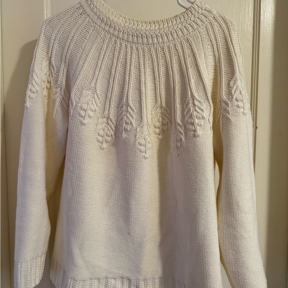 Talbots Cream Textured Knit Sweater